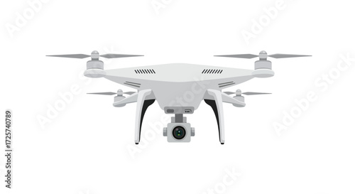 Modern White Drone with Camera for Aerial Photography and Videography.