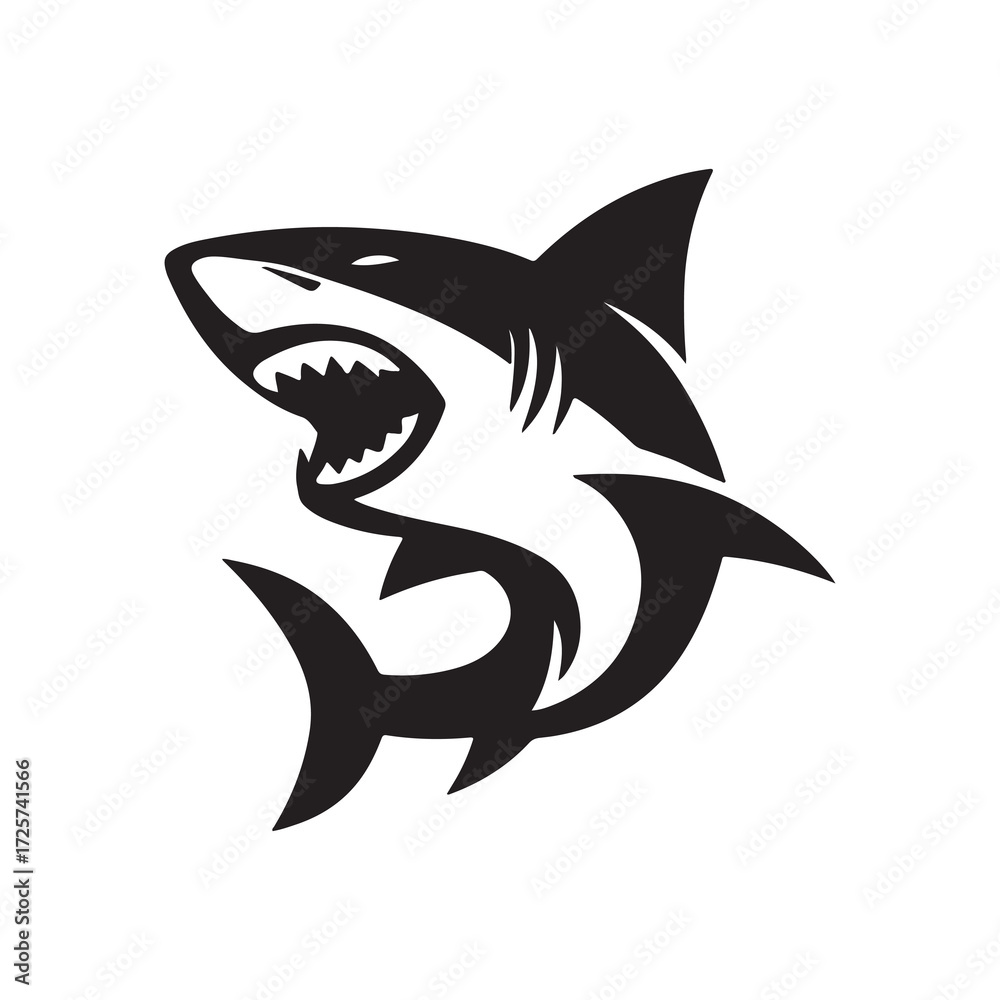 Naklejka premium Shark Silhouette Logo Icon Illustration