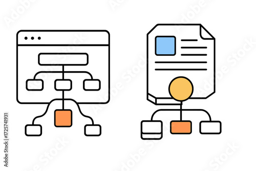 Visual representation of website structure and content organization for digital communication techniques