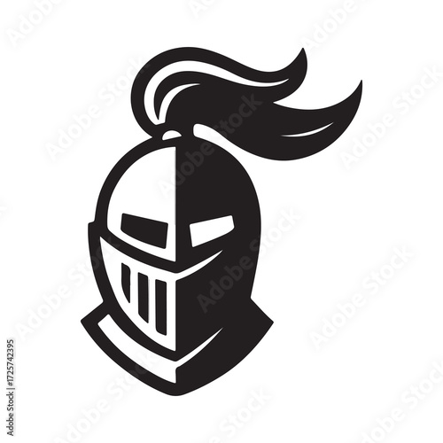 Knight Helmet Icon Medieval Warrior Armor Silhouette Vector