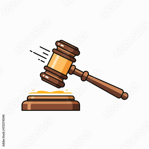 Gavel striking judicial sounding block symbolizing law justice court judgment and legal proceedings