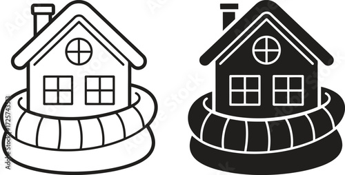 Cozy house wrapped in a scarf symbolizing warmth and comfort