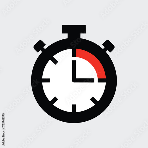 A unique icon of a stopwatch or clock with digital segments vector art illustration