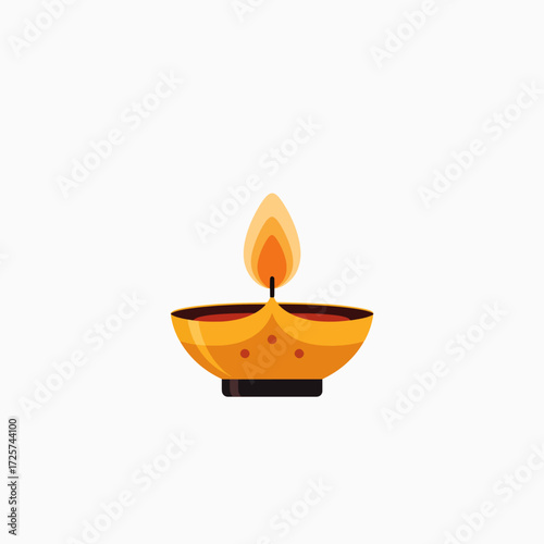 Diwali Celebration Festival of Lights Traditional Oil Lamp with Glowing Flame Abstract Background