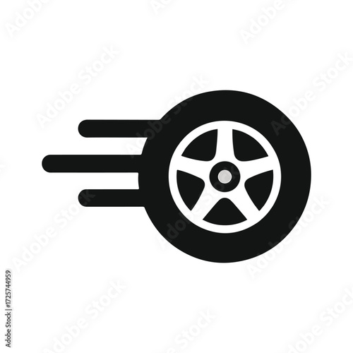 Fast Moving Car Wheel Tire Speed Icon