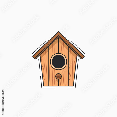A Rustic Wooden Birdhouse Design With A Circular Entrance And Perch Perfect For Your Feathered Friends