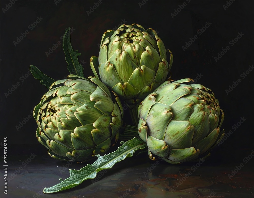 Obraz premium A Still Life Celebration of Fresh Green Artichokes