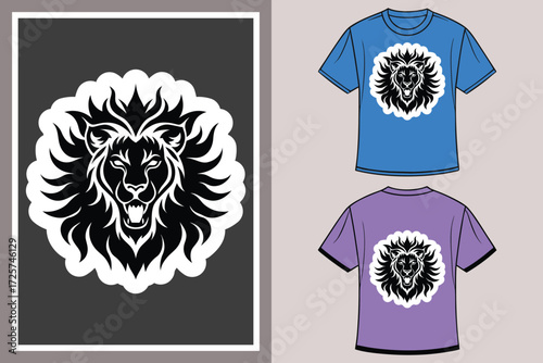 Lion head graphic blue purple t shirts mockup t-shirt