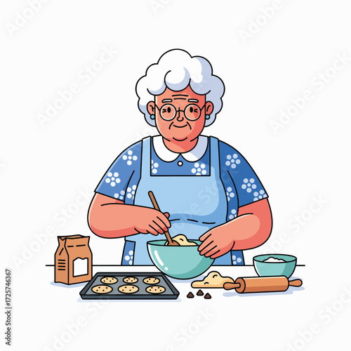 Grandmother Enjoying Baking Delicious Cookies Homemade Treats For Family And Friends Gathering