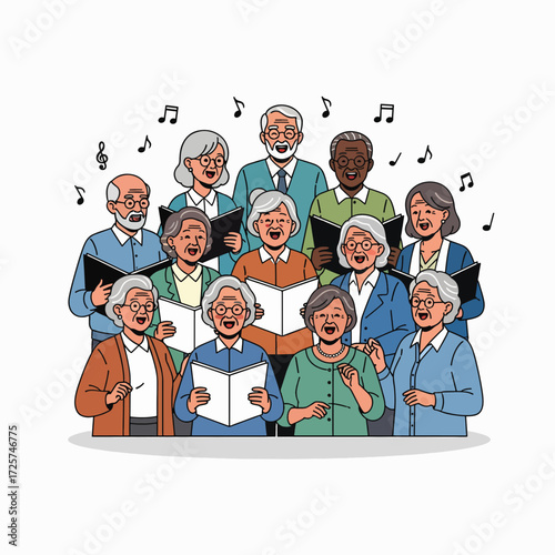 A Diverse Group of Elderly People Singing Together in Harmony During a Musical Performance