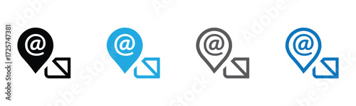 Modern email location icons for business, contact, and web design. Use for finding local addresses, email marketing, or to enhance your professional brand now.