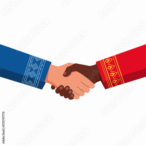 Diverse Hands Shaking in Agreement Promoting Unity and Mutual Respect Across Cultures