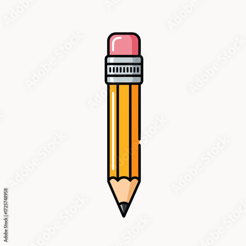A Simple Yellow Pencil With a Pink Eraser and Silver Band Ready for Writing and Drawing