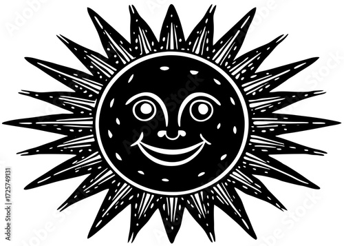 Smiley Face Sun Silhouette, Happiness Positivity SVG, PNG