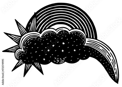 Cloud Turning into Rainbow Silhouette, Hope Positivity SVG, PNG