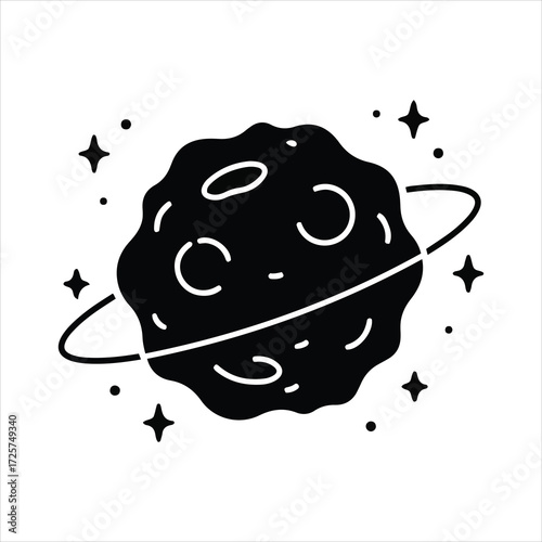 Cosmic planet orbiting with stars celestial body outer space galaxy exploration discovery