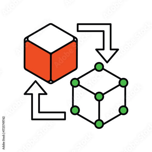 Digital Twin icon with white background vector stock illustration