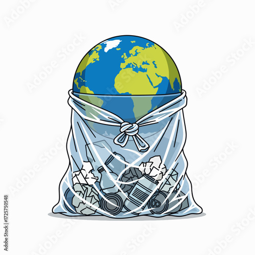 Earth Plastic Trash Pollution Global Environmental Crisis Impacting Planet Ecosystems