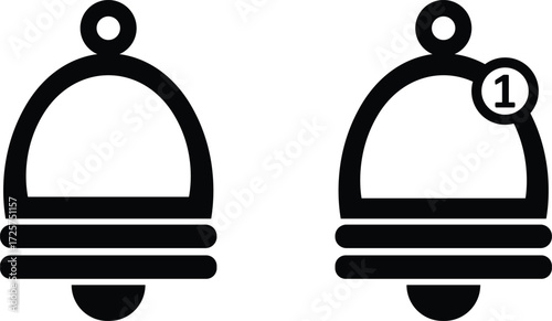 Notification Bell Icon with one New Message Alert