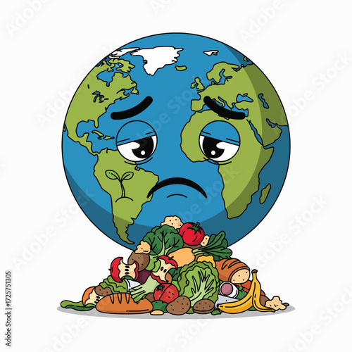 Our Sad Planet Earth Drowning in Piles of Food Waste and Environmental Concerns Affecting Global Health