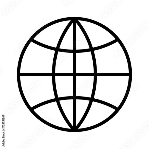 World web glob outline icon on transparent background. 