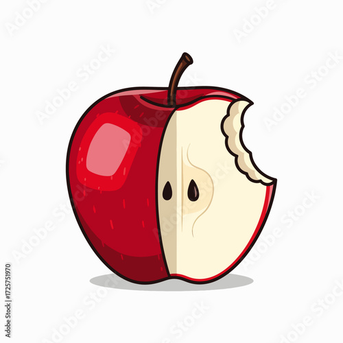 A Juicy Red Apple With a Large Bite Taken Out Revealing the White Flesh and Seeds