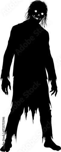 Silhouette of a terrifying zombie Halloween horror illustration