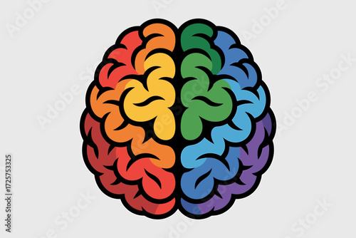 Colorful Human Brain Illustration Representing Creativity Learning and Diversity in Thought Processes for Educational and Medical Purposes