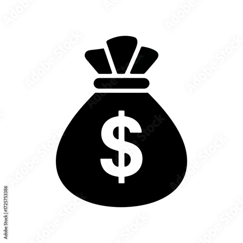 Money Bag Icon Representing Wealth Finances and Financial Success on White Background Minimalist Design