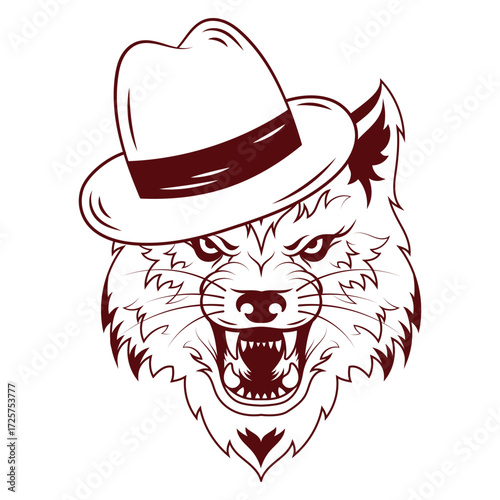Mafia tiger character wearing a hat stylized design