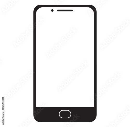 Clean black and white smartphone vector illustration for mobile technology and communication