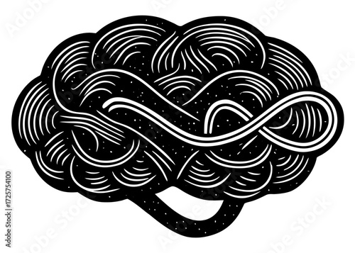 Brain with Infinity Loop Silhouette, Endless Mind Wellness SVG, PNG