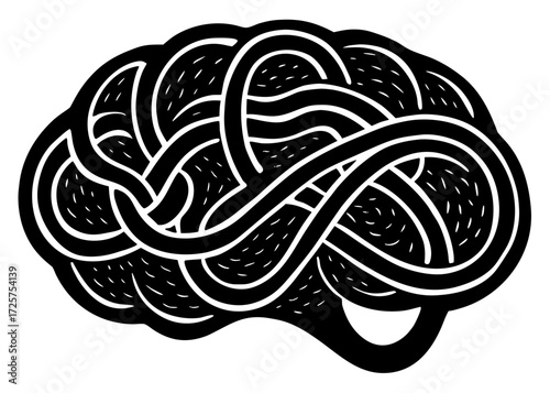 Brain with Infinity Loop Silhouette, Endless Mind Wellness SVG, PNG