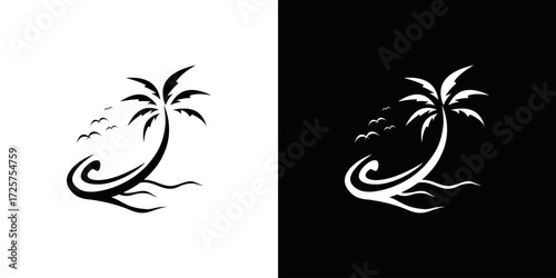simple palm tree J initial logo vector
