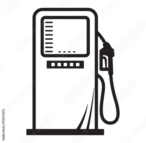 Simple black and white illustration of a gas pump perfect for transportation and fuel concepts