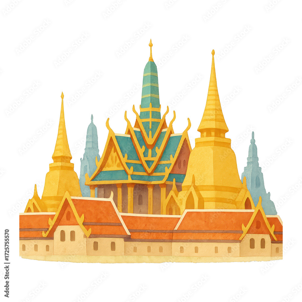 Obraz premium PNG Colorful Thai temple illustration.