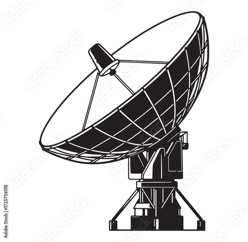 Vector illustration of a modern satellite dish depicting technology and communication