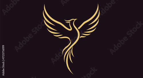 Golden phoenix logo design illustration vector art graphic symbol fire bird rebirth mythology legend concept