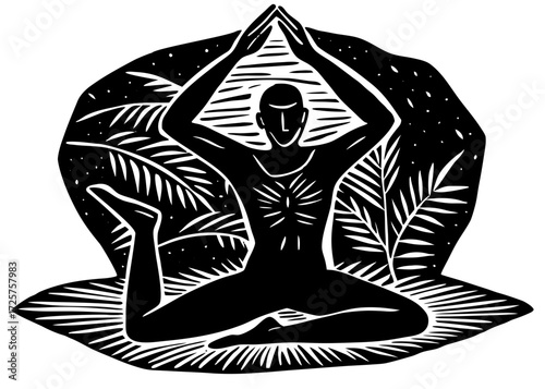 Person Practicing Yoga Silhouette, Meditation Wellness SVG, PNG