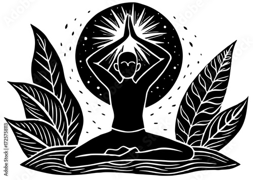 Person Practicing Yoga Silhouette, Meditation Wellness SVG, PNG