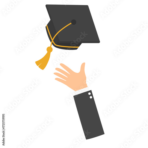 Hand Throwing Graduation Cap Illustration