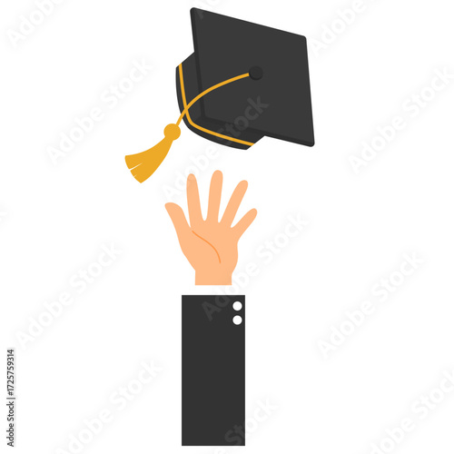 Hand Throwing Graduation Cap Illustration