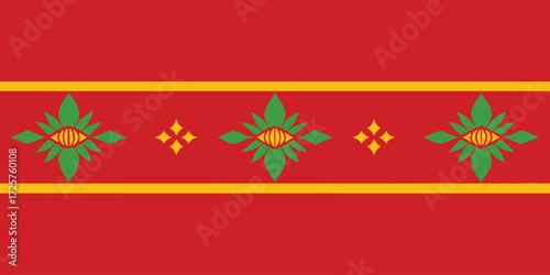 Traditional Floral Decorative Pattern Repeating Motif in Red and Gold