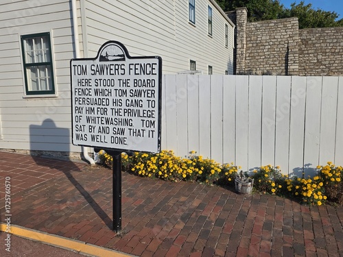 Mark Twain's Boyhood home and White Picket Fence on Hill Street in Hannibal Missouri 09.15.2025