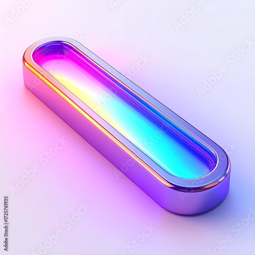 Abstract Design of a Modern Neon Light in a Metallic Frame with Gradient Colors