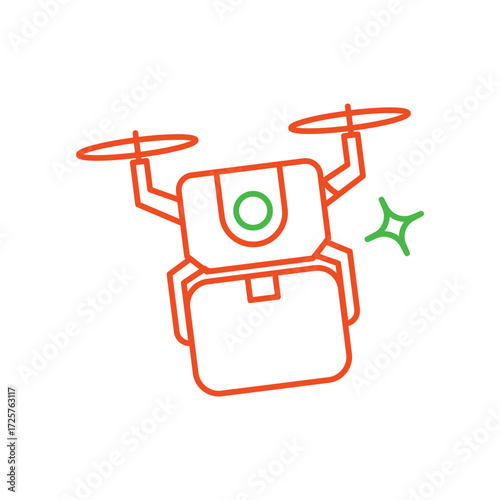 Drone Delivery icon with white background vector stock illustration