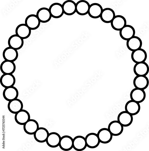 Simple line tasbih beads in circular pattern isolated vector, Islamic prayer beads illustration, Minimal Muslim worship accessory line art, Ramadan and Eid religious vector