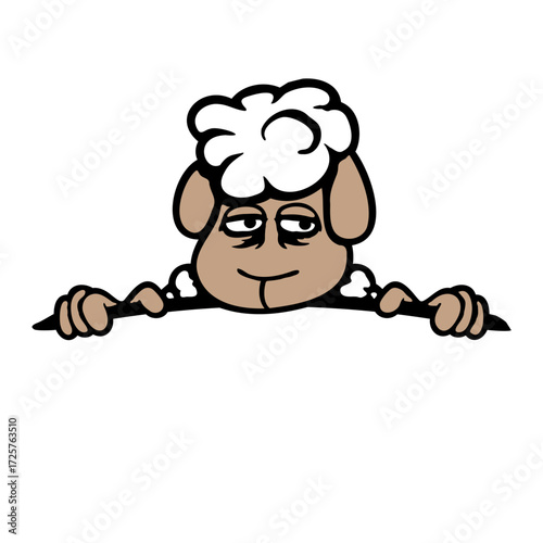 Sheep Tired Behind Fence in Bag Sleepy Exhausted Sad