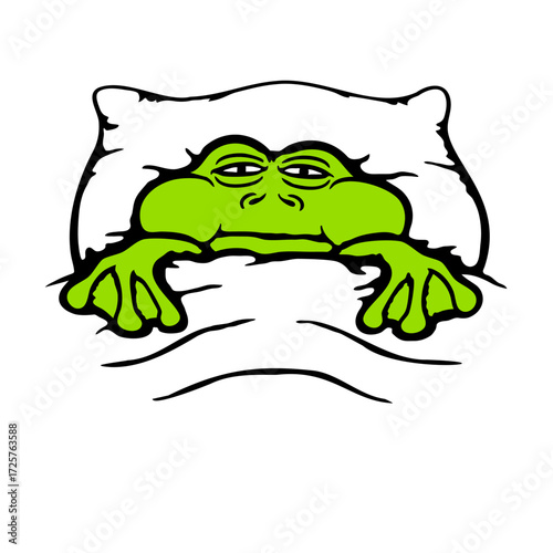 Frog Toad Exhausted Tired Under Bed Duvet Pillow Sleepless Sleepy