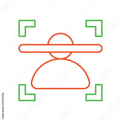 Facial Recognition icon with white background vector stock illustration